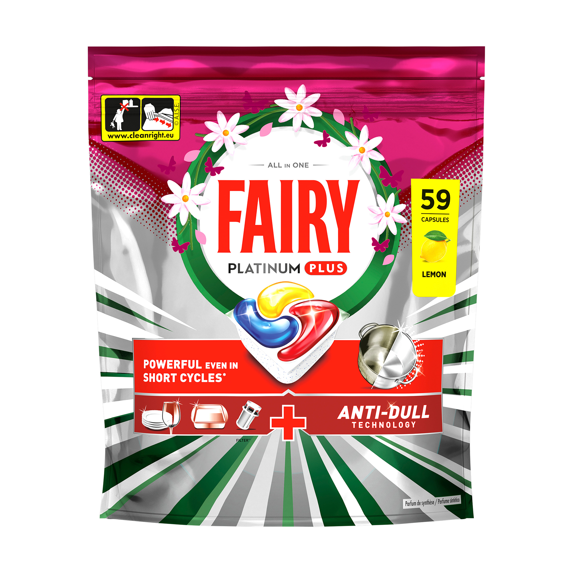 Капсули для посудомийної машини Fairy Platinum Plus Все-в-1, 59 шт